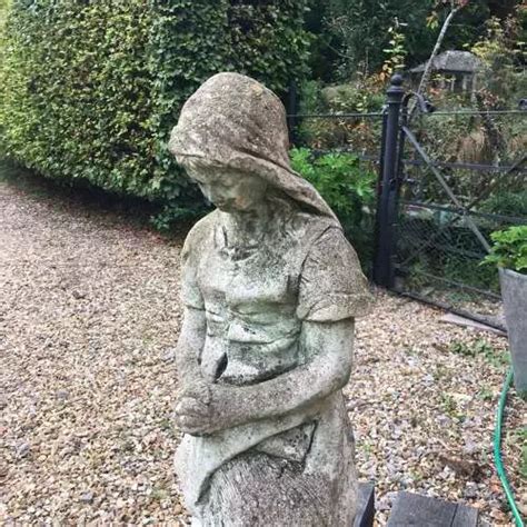 Vintage Garden Statue Of Maiden In Antique Figures