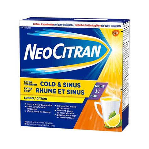 Neocitran Extra Strength Cold And Sinus Night Lemon 10s London Drugs