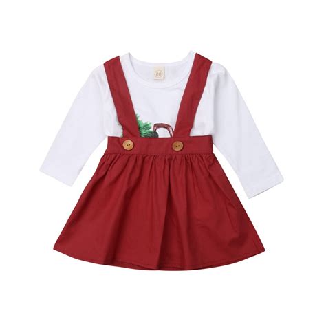 Pudcoco 2pcs Toddler Kids Baby Girl Xmas Tree Tops Dress Autumn Outfit