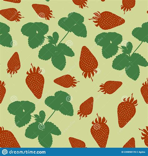 Strawberry Plants And Berries Pattern Seamless Stock Vector