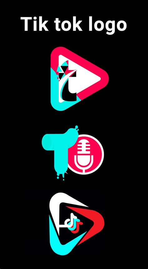 The Logo For Tik Tok Logo Is Shown In Three Different Colors And Shapes
