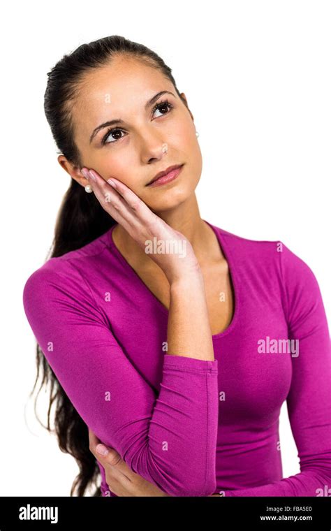 Thoughtful Woman With Hand On Cheek Stock Photo Alamy