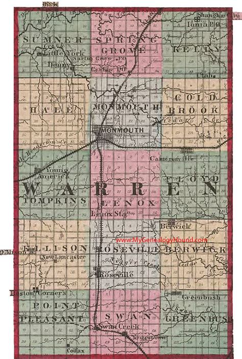 Warren County Illinois 1870 Map County Map Illinois Warren County
