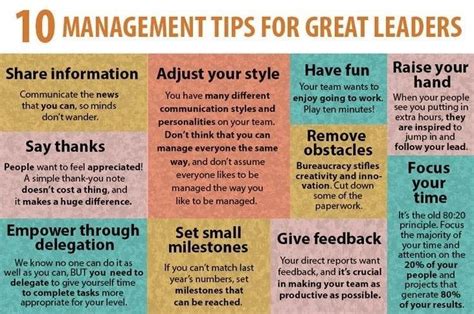 10 Management Tips For Great Leaders Business Leadership Management