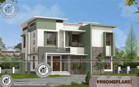 Flat Roof Home Plans With Double Story Elegant And Classic Look Designs