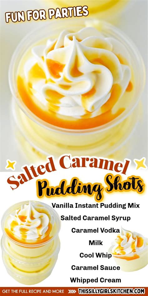 Easy Salted Caramel Pudding Shots Recipe 5 Ingredients Pudding Shots Caramel Pudding Boozy