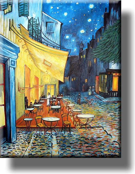 Café Terrace at Night by Vincent van Gogh Picture on Stretched Canvas