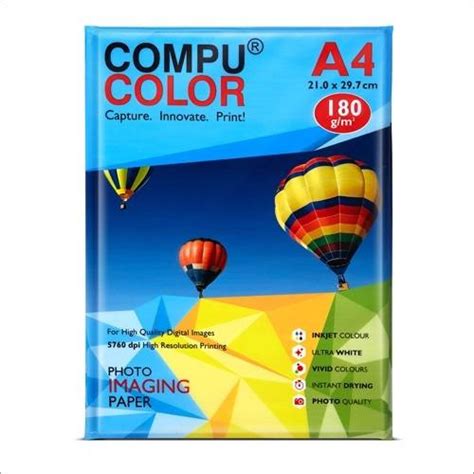 Compu Color Glossy Paper 180gsm A4 Size Pack Of 40 Sheets Monaf Stores