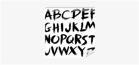 Hand Drawn Fontbrush Stroke Alphabetgrunge Style Paint Brush Font