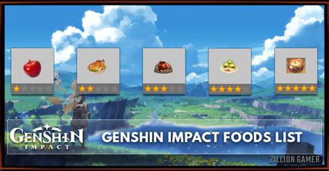 Genshin Impact Foods List Zilliongamer