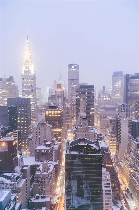 Chrysler Building And Skyscrapers Covered In Snow New York City