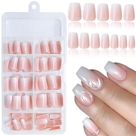 Bellelfin Short Coffin Press On Nails Full Cover Ballerina