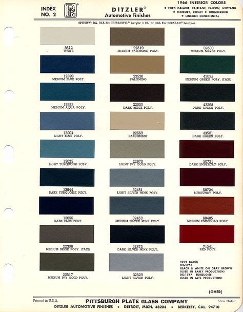 Auto Paint Codes 1969 Ford Mustang Color Chart With Paint Mixing