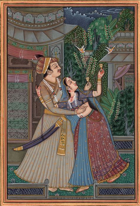 Mughal Indian Painting Handmade Moghul Miniature Romantic Garden