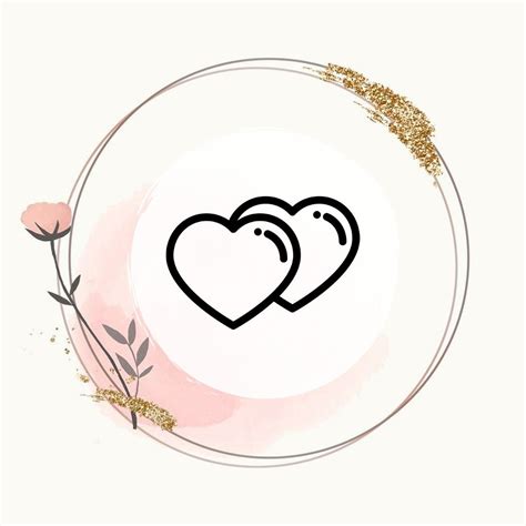 Destaque Do Instagram Rosa E Dourado Coração Dois Corações Amor