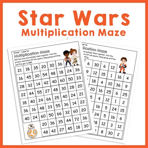 Star Wars Multiplication Mazes Royal Baloo Star Wars Activity