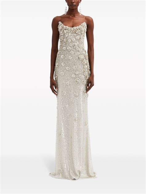 Oscar De La Renta Crystal Embellished Strapless Gown Farfetch