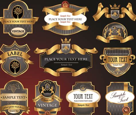 Luxury Of Black And Gold Labels Vector 02 Free Download