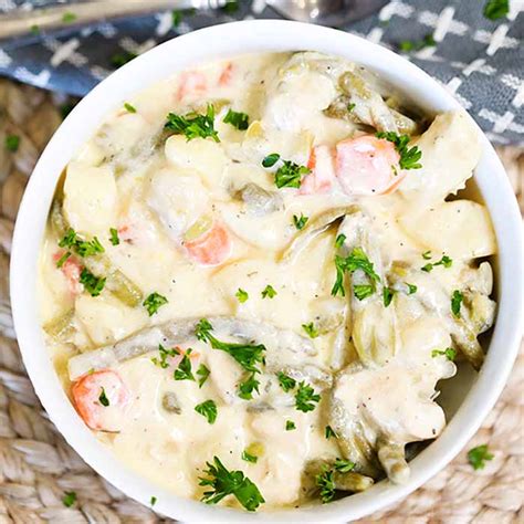 It takes less than thirty minutes to make and the result is a steaming bowl of comfort food. Slow Cooker Creamy Chicken Stew Recipe - simple chicken stew recipe