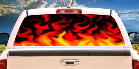 Signmission Red Flames Rear Window Graphic Back Truck Decal