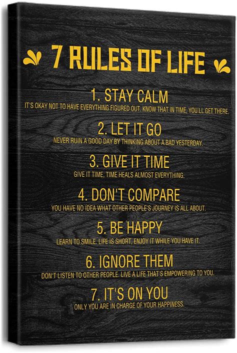 Inspirational Quotes Wall Art For Office 7 Rules Of Life Motivational