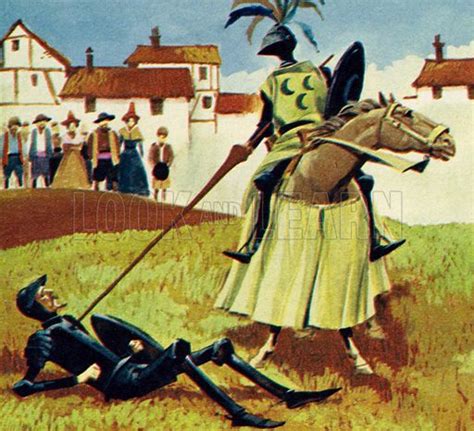 Don Quixote Was Attacked By The Knight Of The White Moon Stock Image