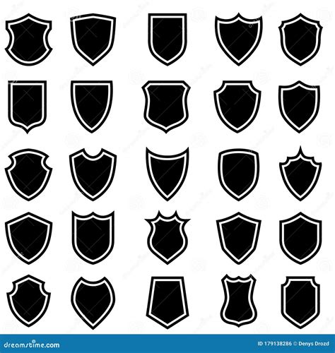 Shield Blank Icon Vector Set Security Illustration Sign Collection