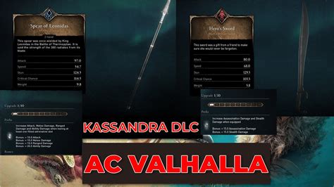Ac Valhalla New Weapons Kassandra Dlc Spear Of Leonidas And Heros