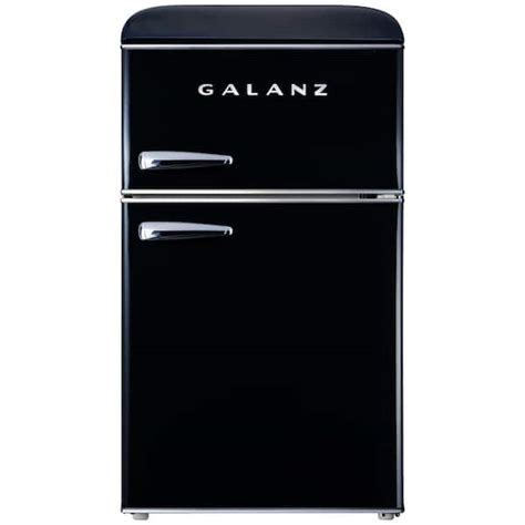 Galanz 3 1 Cu Ft Retro Mini Fridge In Black With Dual Door True