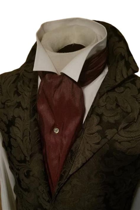 Regency Brummel Victorian Ascot Necktie Tie Cravat Chocolate Wine
