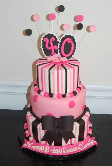 Some balloons, the décor, the ribbons on the trees around, even the birthday cake can have the theme of those yesteryears, just these were few 40th birthday party ideas for women. 40Th Birthday Cake Pink And Black - CakeCentral.com