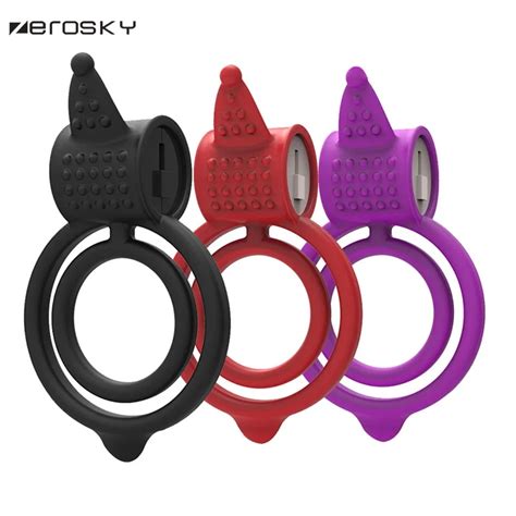 Zerosky Silicon Vibrating Cock Ring Penis Ring Vibrator Cockring Sex Toys For Men Adult Toy