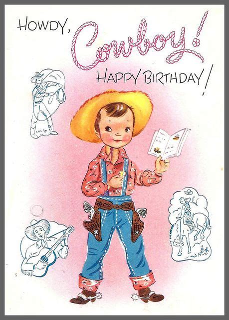 1950s Cowboy Birthday Card Cowboy Birthday Vintage Birthday Cards