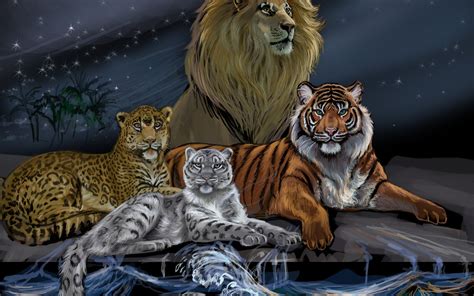 Wallpaper 2560x1600 Px Artwork Digital Art Lion Snow Leopard
