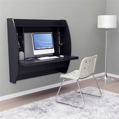 This wall mounted desk is a show stopper and we go through the. Prepac Tall Wall Mounted Floating Desk with Storage ...