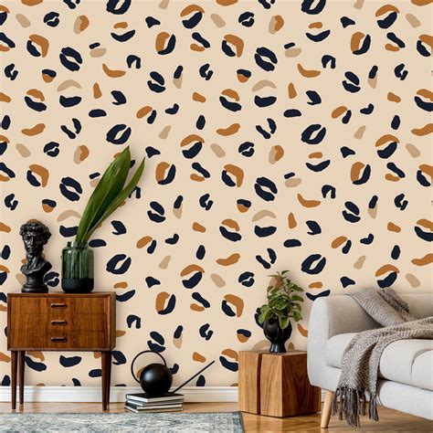 Modern Leopard Peel And Stick Wallpaper Removable Minimalist Etsy