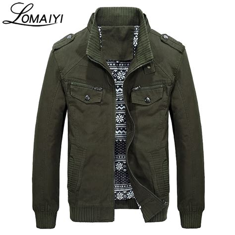 Lomaiyi Mens Military Style Pure Cotton Spring Autumn Jacket Men