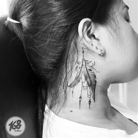 Feather On Neck Tattoo Side Neck Tattoo Neck Tattoos Women Neck