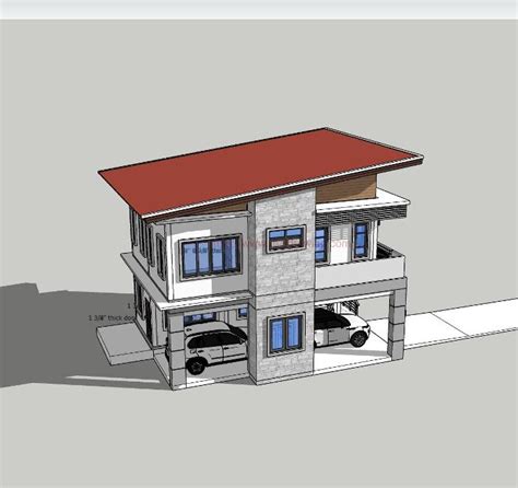 Small Two Storey House Design With Rooftop Rokok Entek