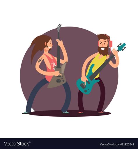 Flat Guitarists Cartoon Character Design Vector Image