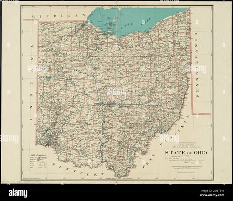 State Of Ohio Shows County Boundaries Towns And Railroads Prime