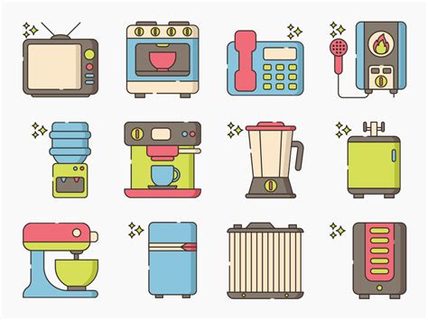 Home Appliance Icon Set Flat Icons