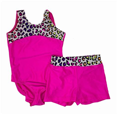 Reflectionz Girls Gymnastic Leotards Hot Neon Pink Leopard Print