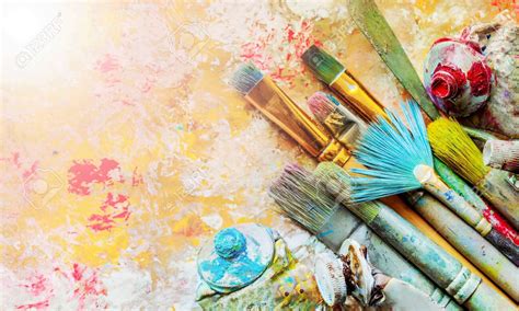 Download Row Of Artist Paint Brushes On Background Stock Photo