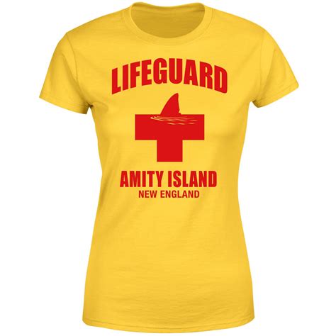 Jaws Amity Island Lifeguard Womens T Shirt Yellow Merchandise Zavvi Us