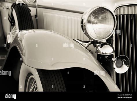 Classic Vintage Car Headlights Close Up Stock Photo Alamy