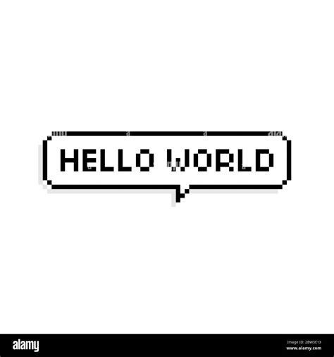 Pixel Art Speech Bubble Saying Hello World 8 Bit Isolated Vector