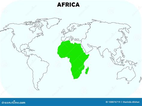 Continente De África En Mapa Del Mundo Ilustración Del Vector