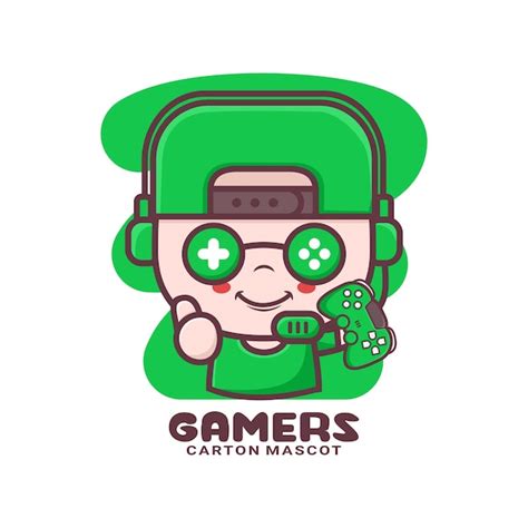 Premium Vector Cute Gamer Cartoon With Game Stick