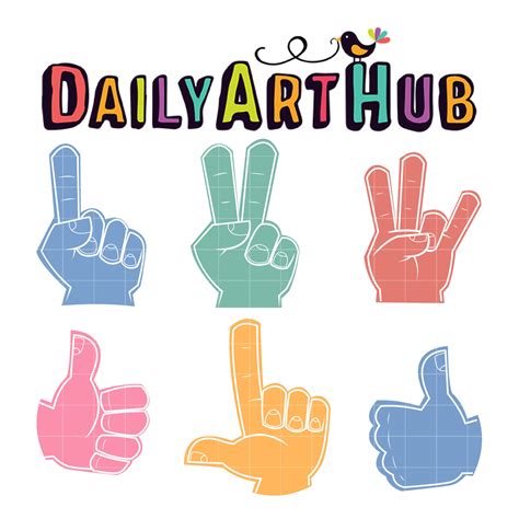 Fan Foam Fingers Clip Art Set Daily Art Hub Graphics Alphabets And Svg